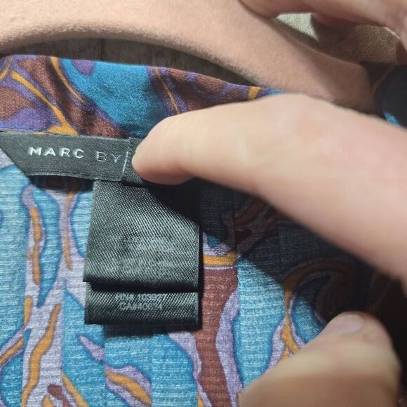 Marc by Marc Jacobs Silk Sleeveless Blouse Size 2 Purple Turquoise - Picture 5 of 5